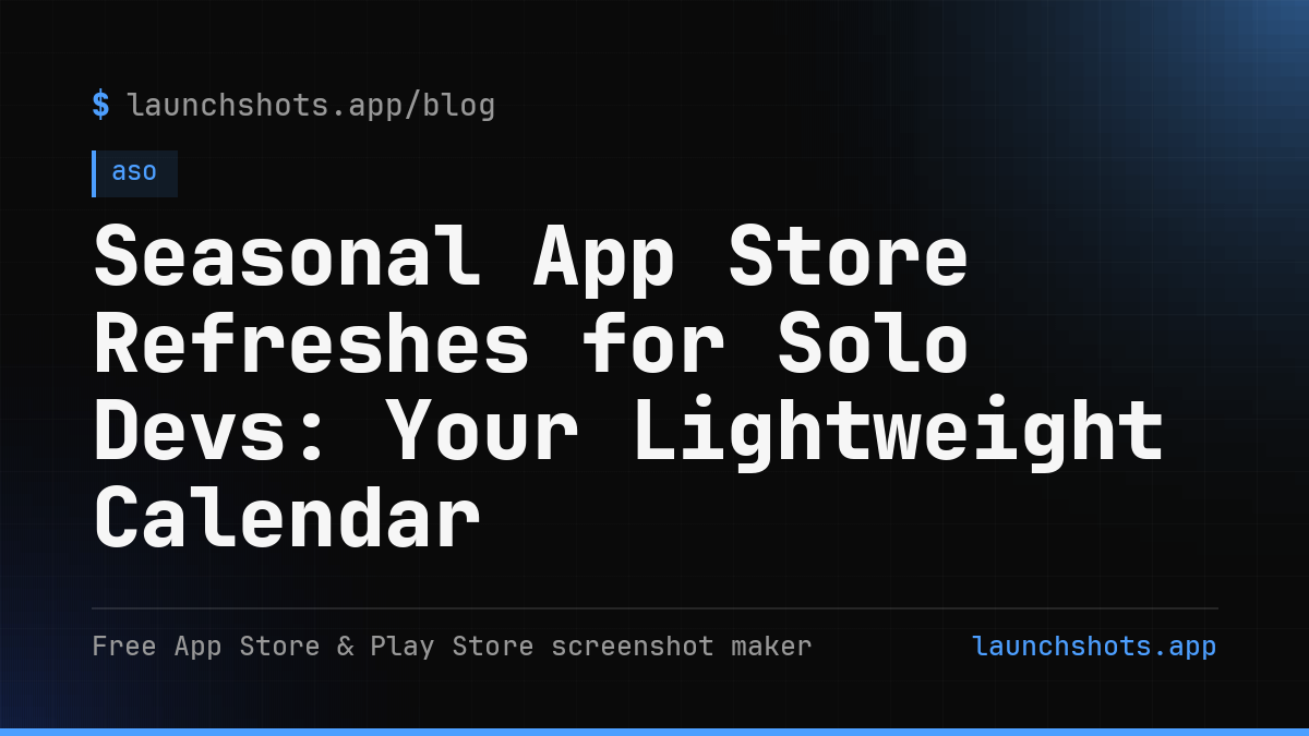 Seasonal App Store Refreshes for Solo Devs: Your Lightweight Calendar
